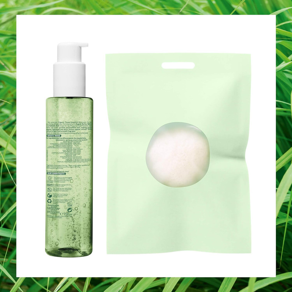 Garnier Organic Lemongrass Gel Wash And Konjac Sponge Deep Cleansing & Exfoliating Set For Healthy Glowing Skin - Suitable For Normal, Combination & Sensitive Skin Garnier Organic Lemongrass Gel Wash And Konjac Sponge Deep Cleansing & Exfoliating Set For Healthy Glowing Skin - Suitable For Normal, Combination & Sensitive Skin