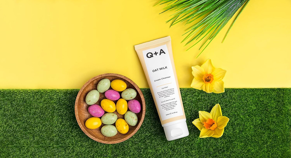 Q+A Oat Milk Cream Cleanser, A Moisturising Face Cleanser Formulated With A Triple Blend Of Oat Derived Ingredients To Gently Lift Makeup And Impurities, 125Ml