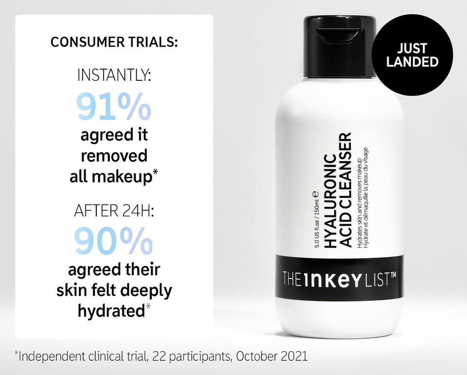 The Inkey List Hyaluronic Acid Cleanser 150Ml | Cleanses & Hydrates Skin | Removes Makeup | Fragrance-Free | Suitable For All Skin Types