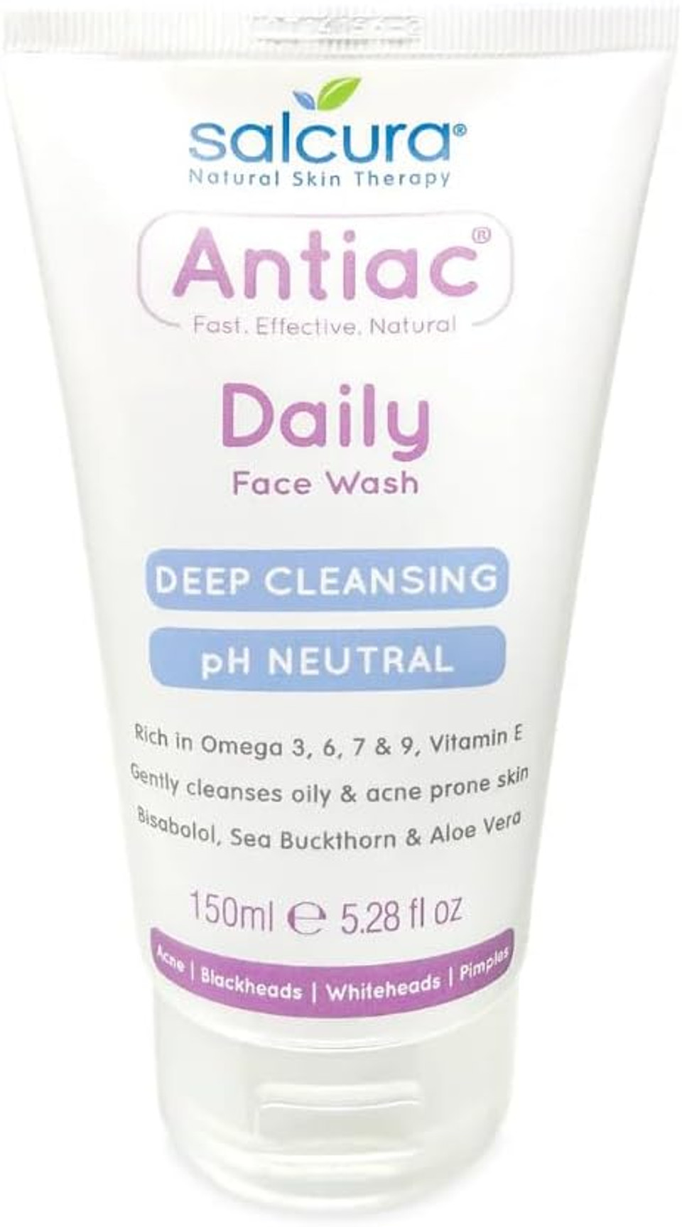 Salcura Natural Skin Therapy, Antiac Daily Face Wash, Effective Daily Cleansing For Skin Prone To Acne & Blemishing, Leave Your Skin Soft, Supple & Cleansed, No Nasties 150ml