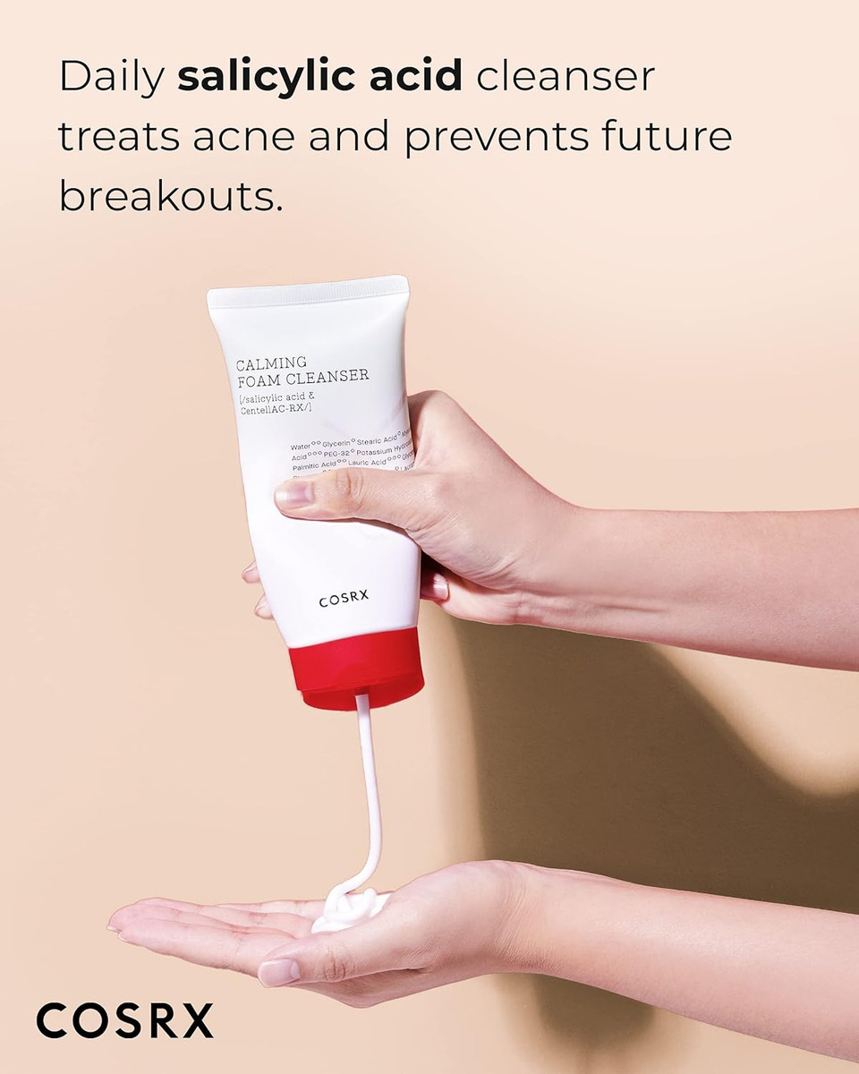 Cosrx Ac Collection Calming Foam Cleanser, 150Ml | Facial Cleanser For Acne Prone Skin | For Sensitive, Blemish Prone Skin | Animal Testing Free, Paraben Free, Korean Skincare
