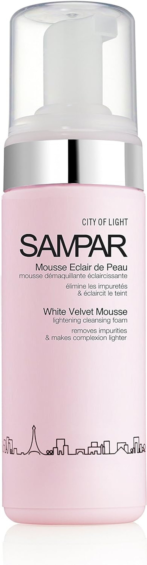 Sampar City of Light White Velvet Mousse Brightening Cleansing Foam - Make-up Remover and Clarifying Foam for Face with 3 Active Ingredients (Shea Butter Serum, Mint Endorphin and Probiotic Sugar) - All Skin Types 150ml