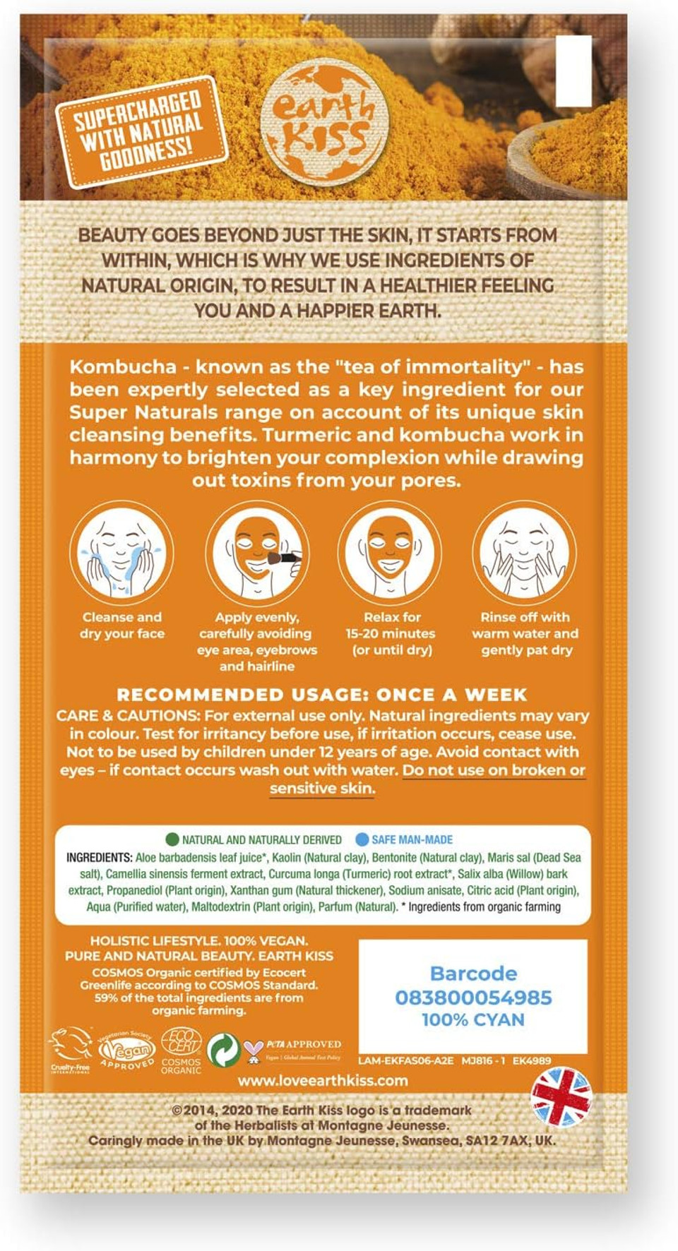 Earth Kiss Super Naturals Detoxifying Kombucha and Turmeric Clay Mask (10g)