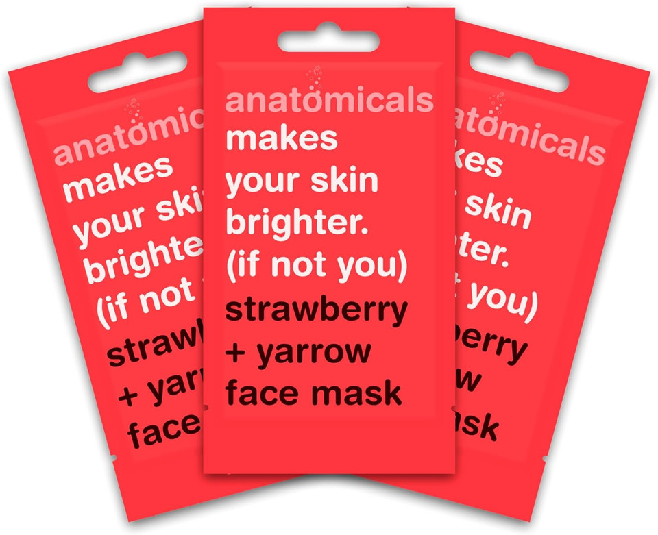 Anatomicals Strawberry & Yarrow Brightening Beauty Face Mask 15Ml - Makes Yours Skins Brighter If Not You, Face Masks Skincare Bundle, 3 Pack