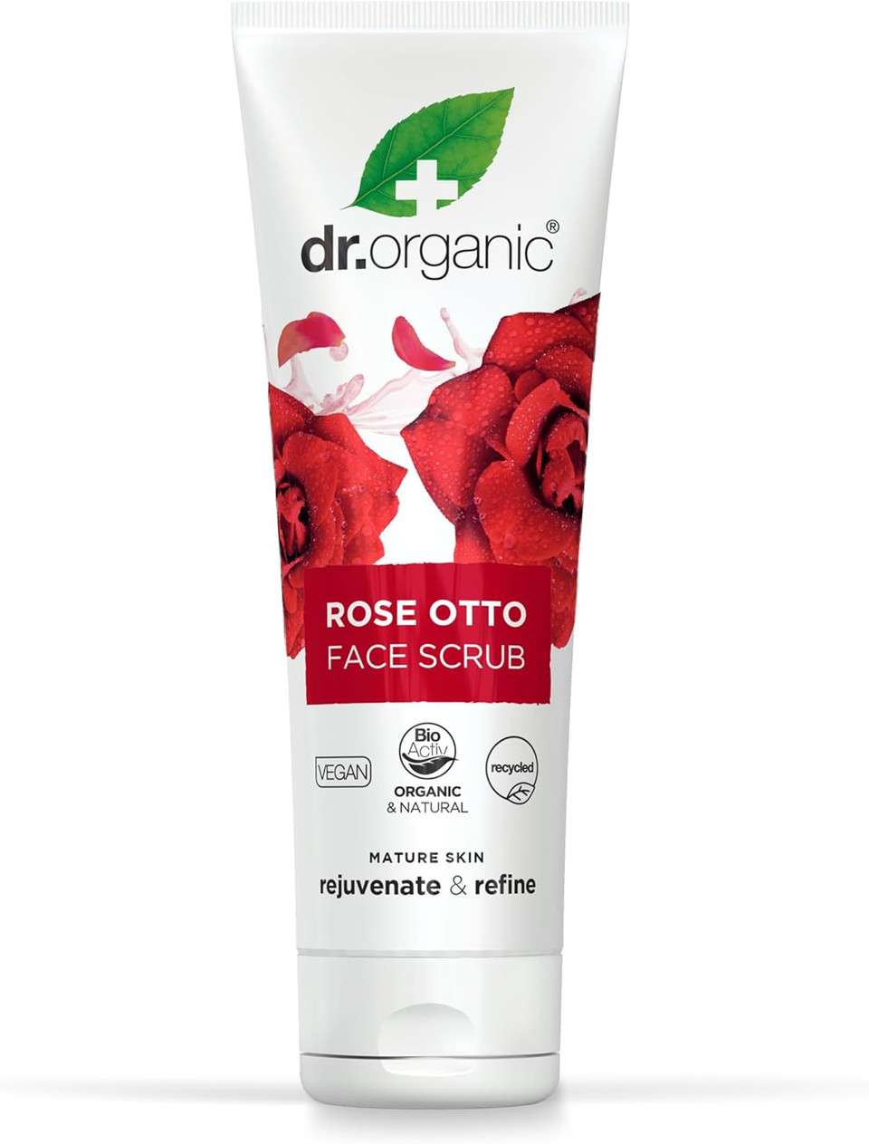 Dr Organic Rose Otto Face Scrub, Exfoliating, Mature Skin, Mens, Womens, Natural, Vegetarian, Cruelty-Free, Paraben & Sls-Free, Organic, 125Ml