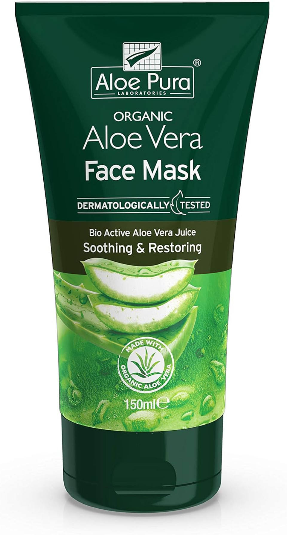 Aloe Pura, Organic Aloe Vera Face Mask, Natural, Vegan, Cruelty Free, Paraben & SLS Free, Dermatologically Tested, Soothing, 150 ml Aloe Pura, Organic Aloe Vera Face Mask, Natural, Vegan, Cruelty Free, Paraben & SLS Free, Dermatologically Tested, Soothing, 150 ml