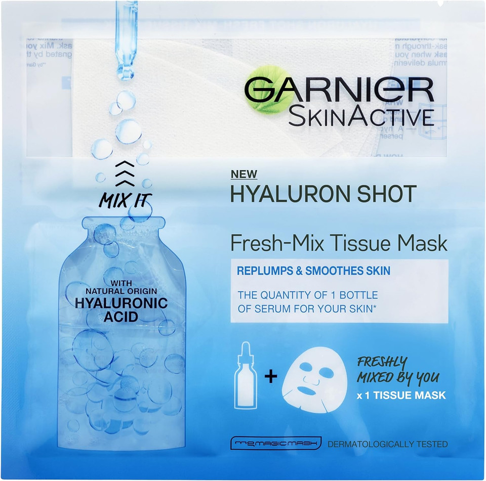 Garnier Fresh-Mix Replumping Tissue Mask, Hyaluronic Acid Tissue Face Sheet Shot Mask 33 G