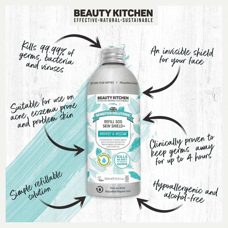Beauty Kitchen - The Sustainables Sensitive Solutions SOS Skin Shield+ 50ml - Protective Skin Shield - Specifically for Sensitive Skin - Soothes and Calms Irritation - Skincare Essential