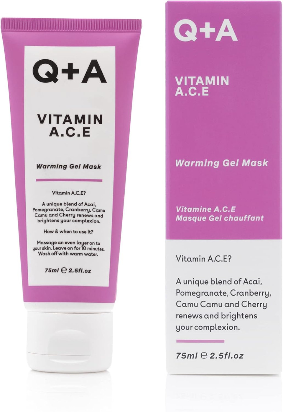 Q+A Vitamin A.C.E. Warming Gel Mask, An Antioxidant Rich Face Mask Packed with Super Food Ingredients, 75ml