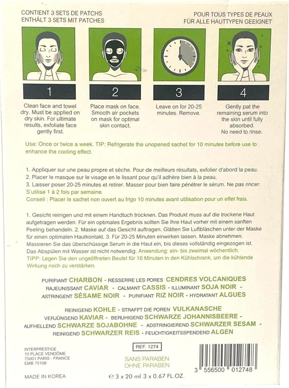 Age Priority By Christian Breton Charcoal Facial Patches Masks X 3