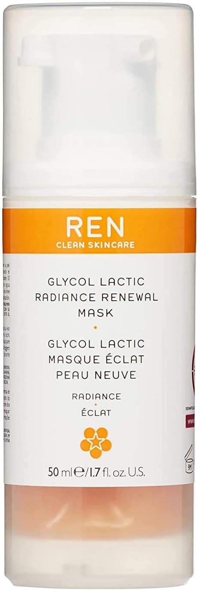 Ren Clean Skincare Glycol Lactic Radiance Renewal Mask | Exfoliating Gel Face Mask For Brighter, Firmer, & Smoother Skin | Reduces Fine Lines & Refines Skin Texture | Cruelty Free | Step 2: Exfoliate