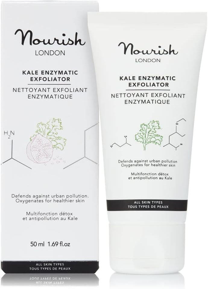 Nourish London Kale Enzymatic Facial Exfoliator 50ml | Contains Pomegranate Enzymes & Jojoba Beads | 100% Vegan | Alcohol-Free | Cruelty-Free | Multi Award Winner
