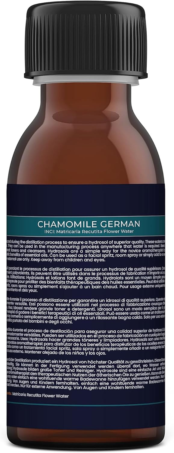 Mystic Moments | German Chamomile Natural Hydrosol Floral Water 125ml | Perfect for Skin, Face, Body & Homemade Beauty Products Vegan GMO Free