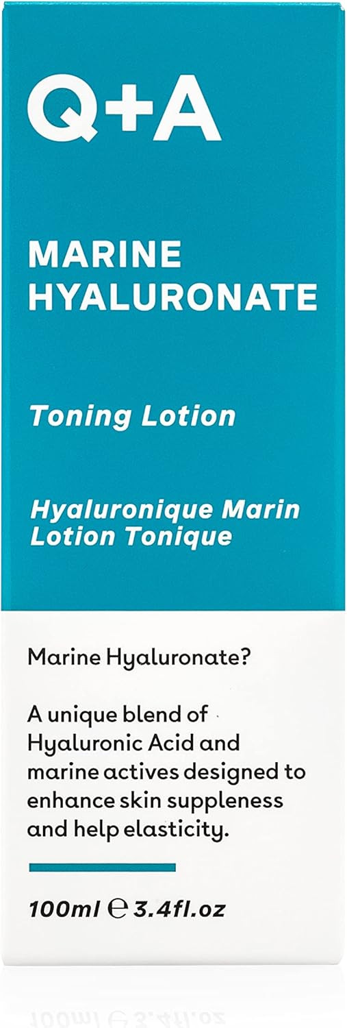 Q+A Marine Hyaluronate Toning Lotion, a Face Toner with Hyaluronic Acid and Marine Actives for Skin Suppleness, 100ml