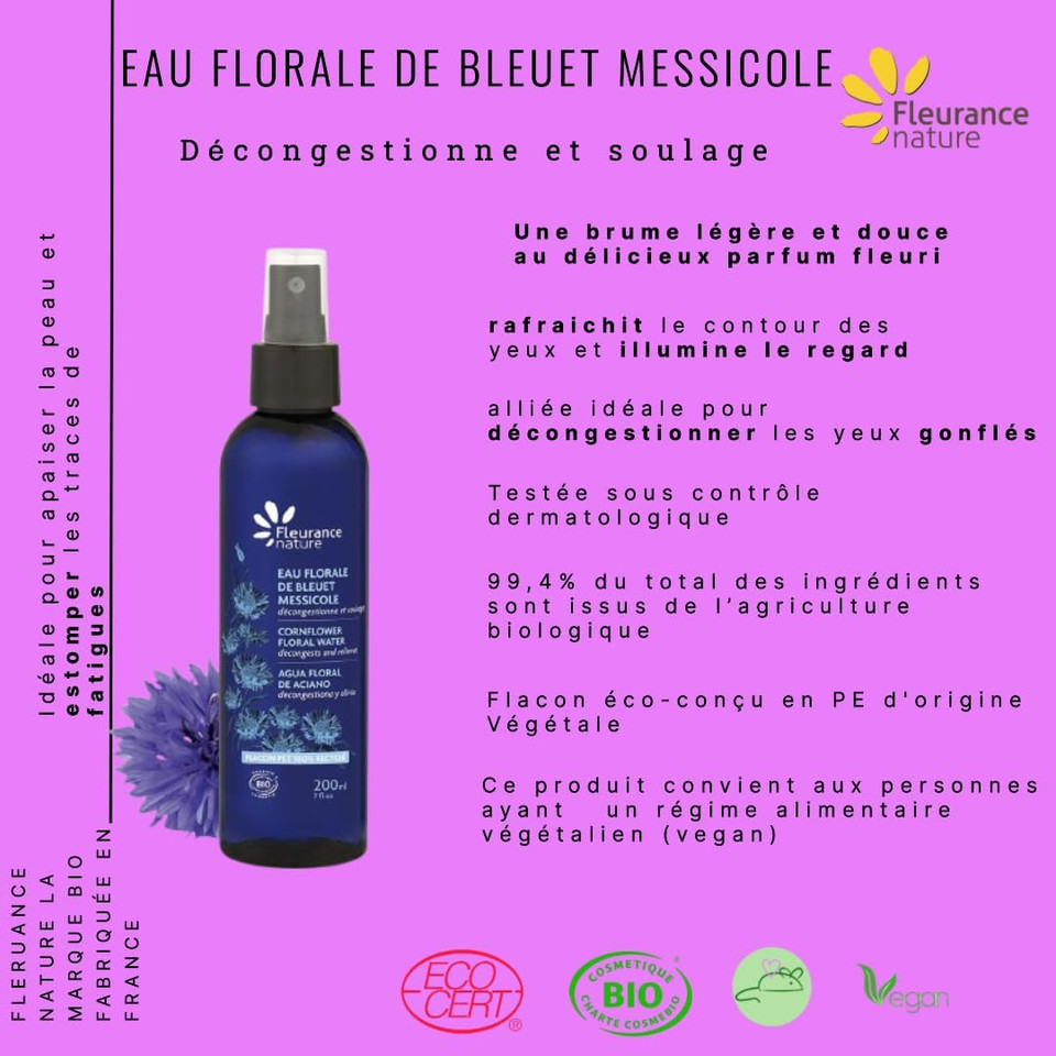 Organic Cornflower Floral Water 200 ml