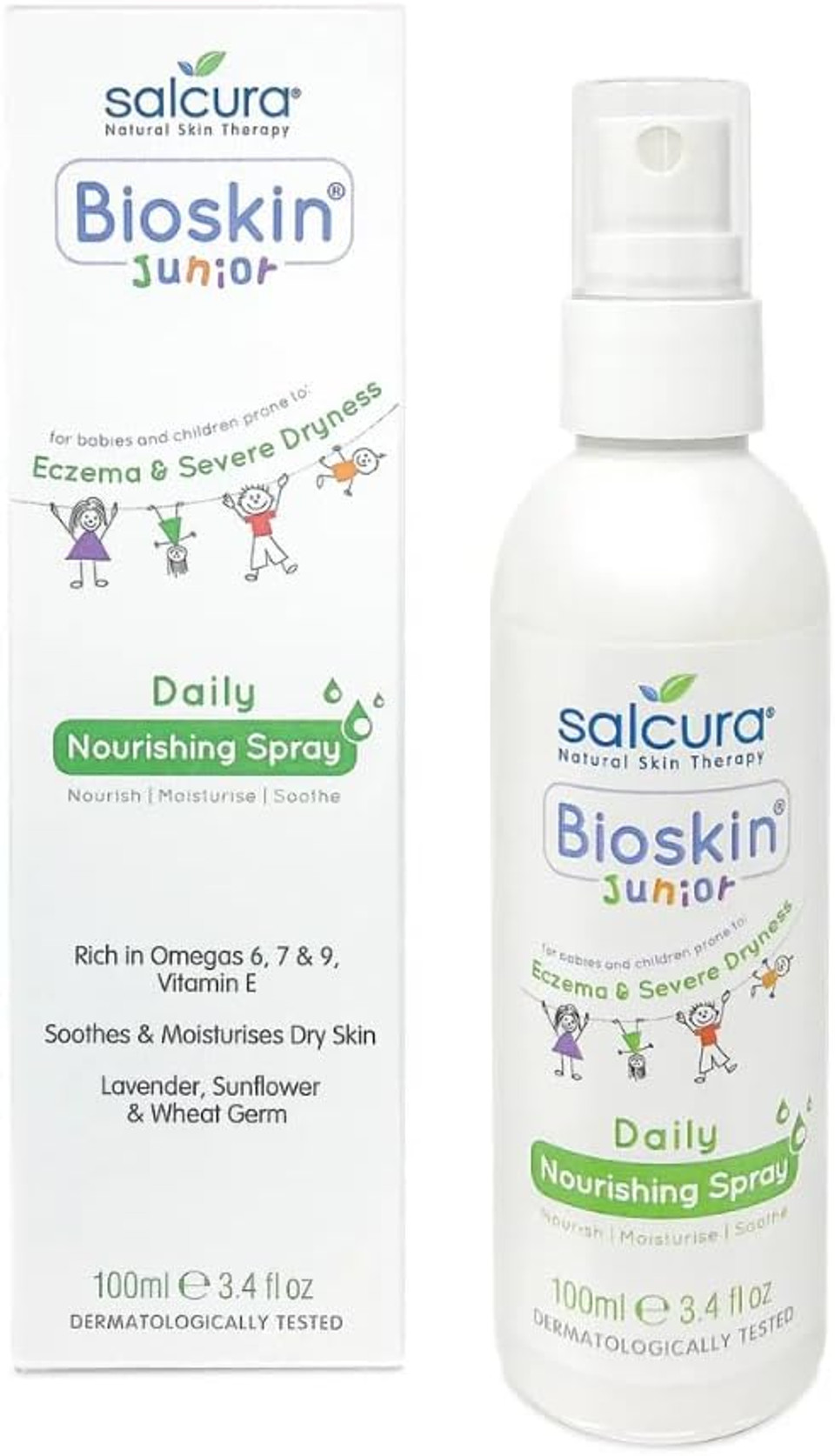 Salcura Natural Skin Therapy, Bioskin Junior Daily Nourishing Spray, Suitable For Anyone Prone To Eczema, Psoriasis & Dermatitis, Takes Away Immediate Dryness & Itchiness 100ml