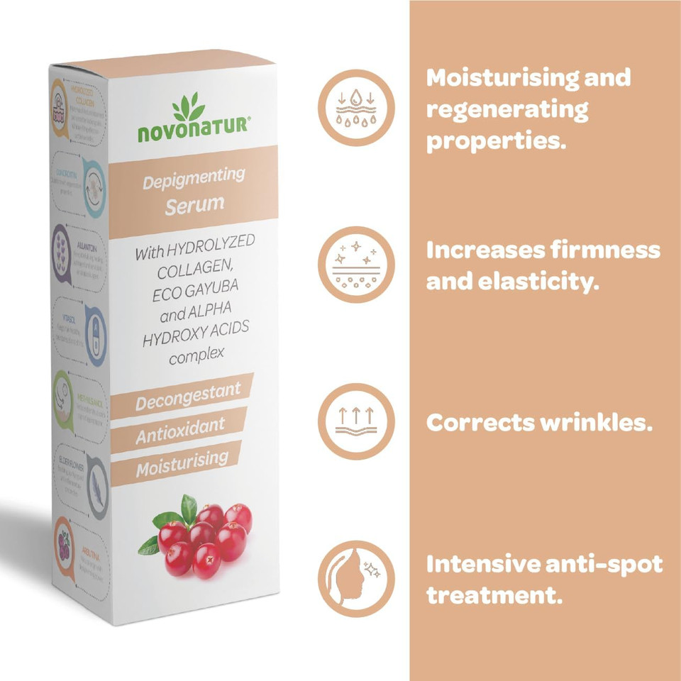 Depigmenting Serum With Hydrolyzed Collagen, Intensive Anti-Stain Treatment, With Gayuba, Vitamins And Allantoin, Stain Remover Cream, Moisturizing And Skin Regenerating. Airless Of 30Ml