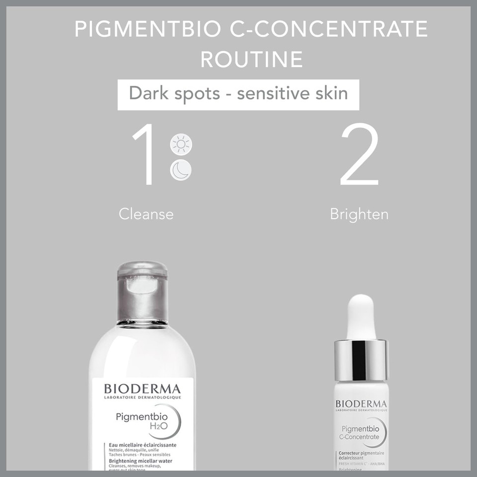 Bioderma Pigmentbio C-Concentrate - Brightening Vitamin C Face Serum for Intense Pigmentation Correction & Hydration, High AHA/BHA Concentration for Gentle Peeling, 15ML
