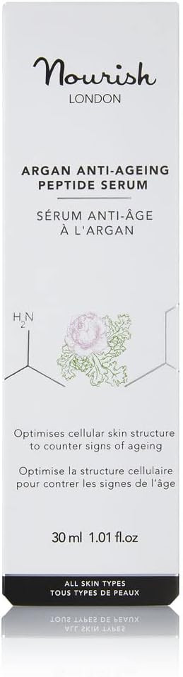 Nourish Argan & Kale Anti-Ageing Peptide Serum 30 ml | Anti-Ageing Face Serum | Contains Peptides & Hyaluronic Acid | Collagen Boosting | 100% Vegan | Cruelty-Free