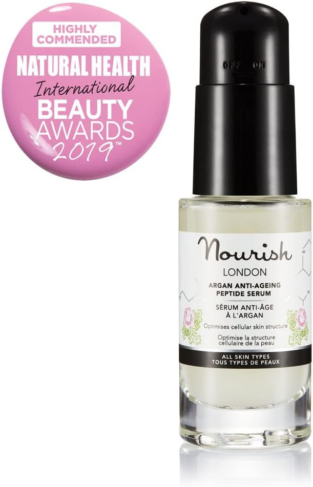 Nourish Argan & Kale Anti-Ageing Peptide Serum 30 ml | Anti-Ageing Face Serum | Contains Peptides & Hyaluronic Acid | Collagen Boosting | 100% Vegan | Cruelty-Free