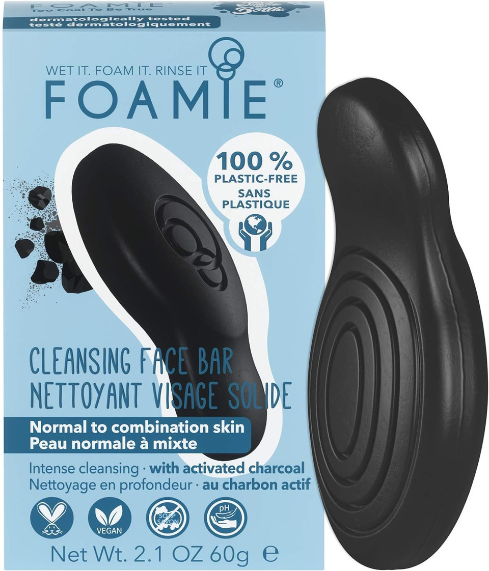 Foamie Cleansing Face Bar, Charcoal For Intense Cleansing. Plastic-Free, Soap-Free, Ultra-Gentle, No Sulphates Or Parabens. Made In The Uk.