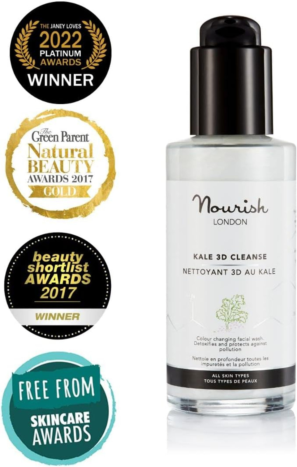 Nourish London Kale 3D Facial Cleanser 100ml | Colour Changing Cleanser | Kale & Griffonia Extracts | 100% Vegan | Cruelty-Free | Suitable for All Skin Types Nourish London Kale 3D Facial Cleanser 100ml | Colour Changing Cleanser | Kale & Griffonia Extracts | 100% Vegan | Cruelty-Free | Suitable for All Skin Types