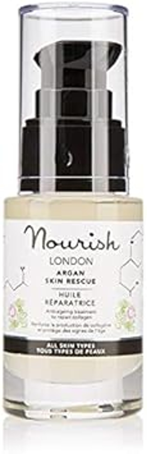 Nourish London Argan Skin Rescue Face Oil 30ml | Anti-Ageing | Boosts Collagen | Contains Vitamin C | 100% Vegan | Cruelty-Free | For All Skin Types