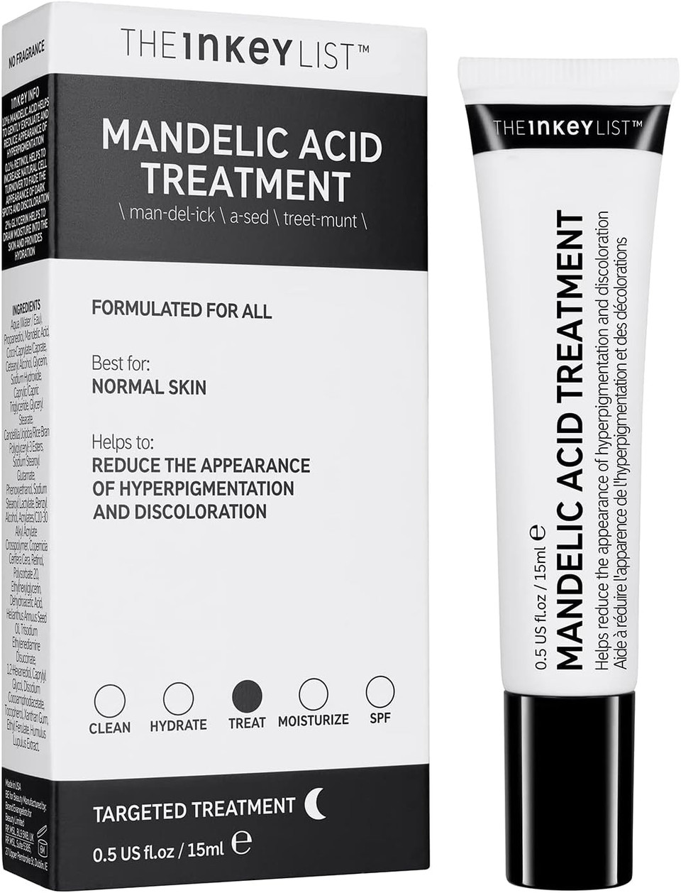 The INKEY List Mandelic Acid Treatment Helps Reduce Discoloration and Hyperpigmentation caused by acne 15ml