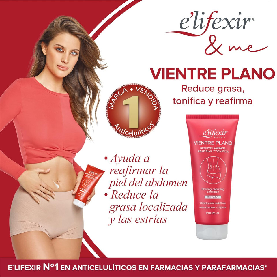 E'LIFEXIR Flat Belly - Abdomen Reducing Cream for Women : Anti Flaccidity : Eliminate Localized Fat in The Abdomen : Fat Burner - Multicolored 200 ml
