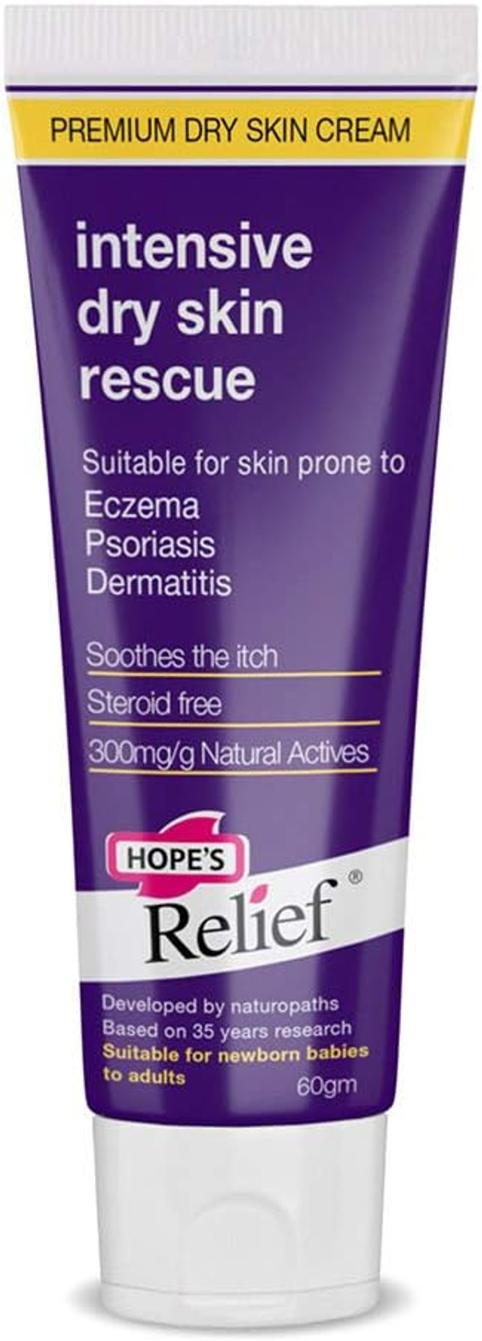 Hope's Relief Natural Intensive Dry Skin Cream for Face Moisturiser, Eczema, Psoriasis and Dermatitis Treatment