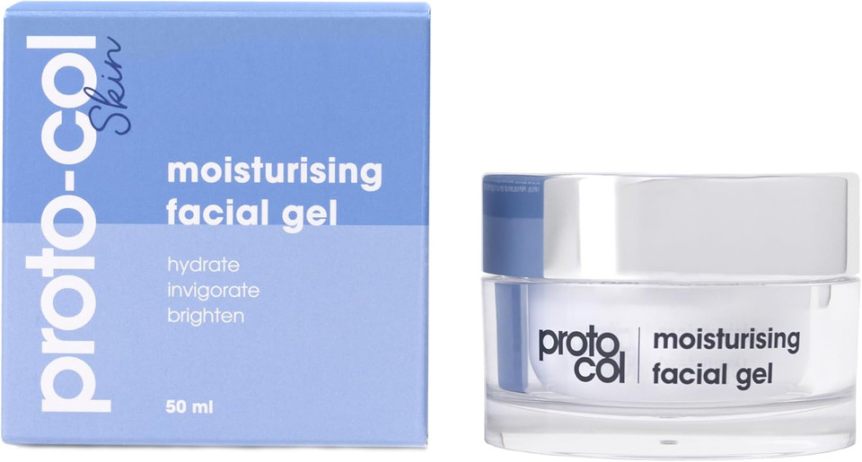 Proto-col - Collagen Gel, Moisturiser for Facial and Skin Hydration, Ultra Light Oil Free Formula for Results in 2 Hours, Made with Hyaluronic Acid, Vitamins A, C and E (50ml)
