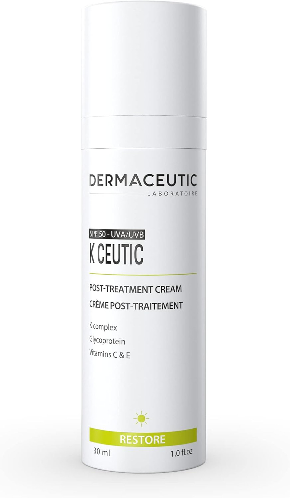 K Ceutic by Dermaceutic: This post treatment cream contains K Complex, Glycoprotein, vitamin C and E and UV Filters. 30 ml