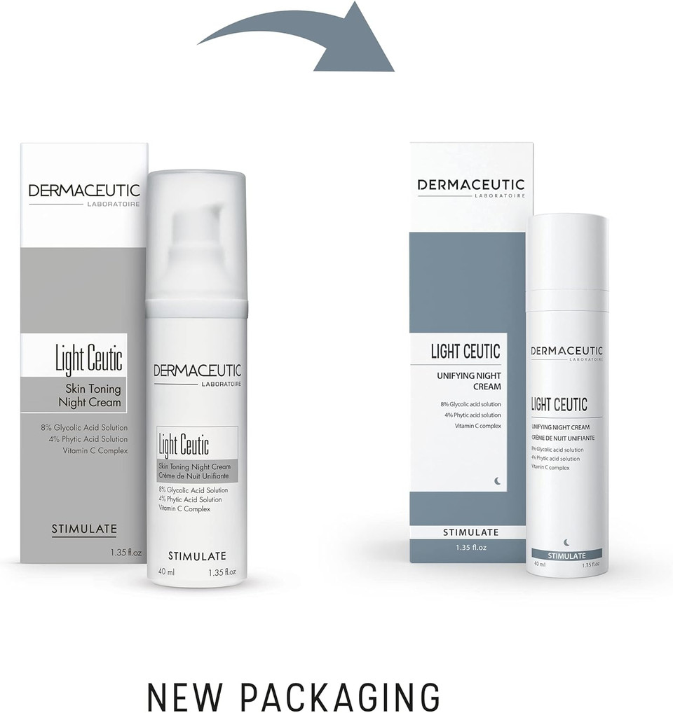 Dermaceutic Light Ceutic - Skin toning night cream - Brightening face cream with Glycolic Acid, Phytic Acid and Vitamin C - Age-defense cream - 40ml