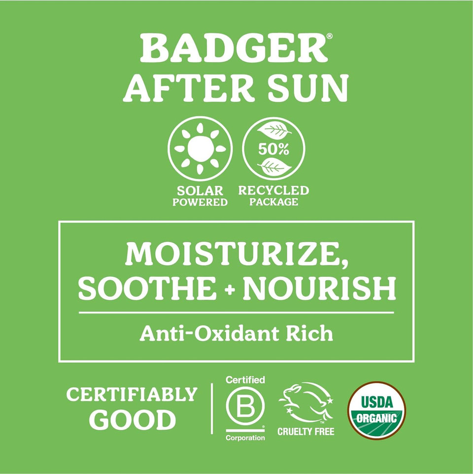 Badger After Sun Balm, Hydrates And Moisturizes Skin After Sun Exposure, Use Anywhere On The Body, Blue Tansy And Lavender Scent With Cocoa And Shea Butters, 56G