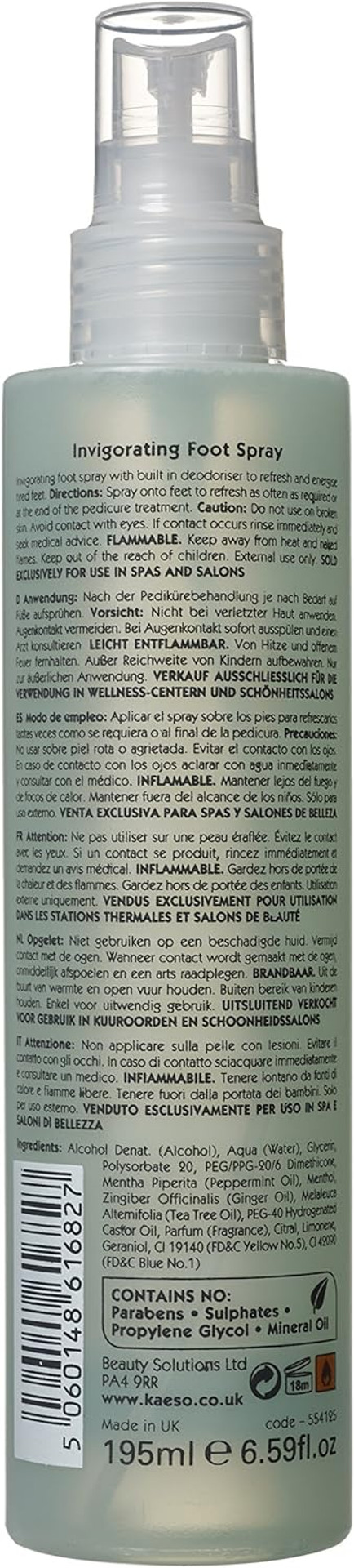 Kaeso Tea Tree and Ginger Invigorating Foot Spray 195 ml