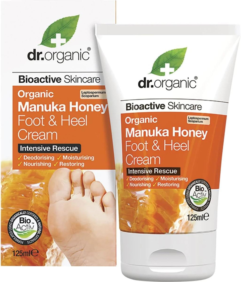 Dr Organic Manuka Honey Foot Cream, Moisturising, Dry Skin, Mens, Womens, Natural, Vegetarian, Cruelty-Free, Paraben & Sls-Free, Organic, 125Ml