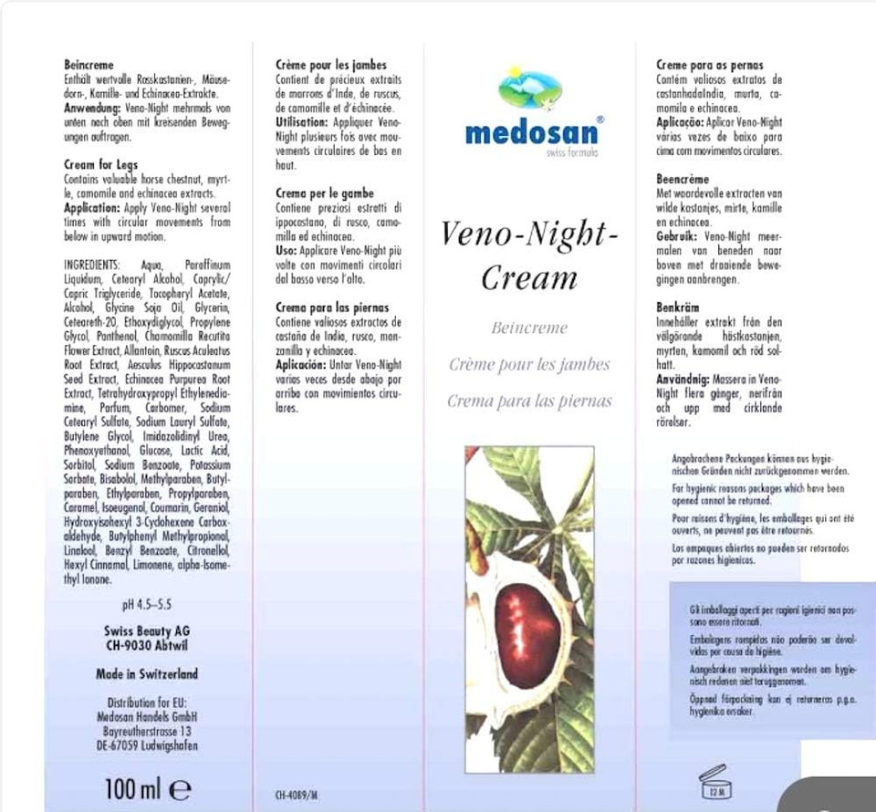 Medosan Veno Night Cream Leg Cream, 1 Pack (1 x 100 ml)
