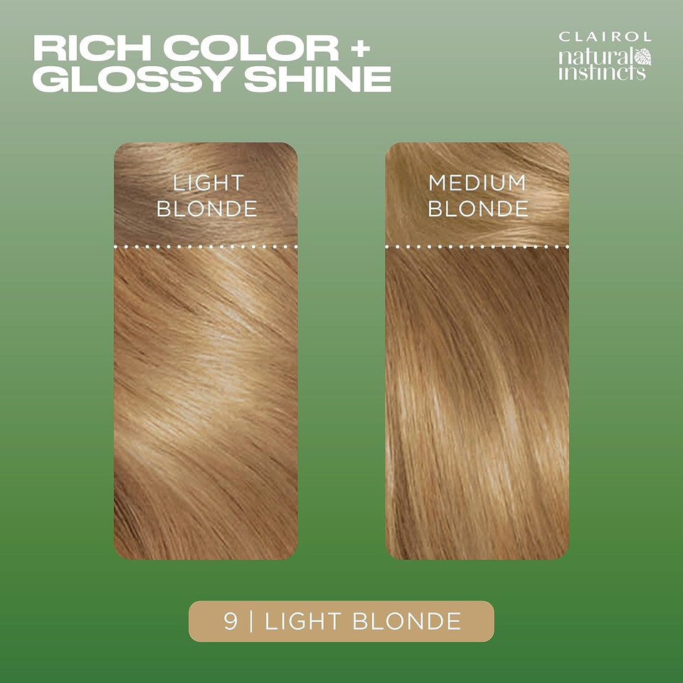 Clairol Natural Instincts Semi-Permanent No Ammonia Hair Dye, 9 Light Blonde