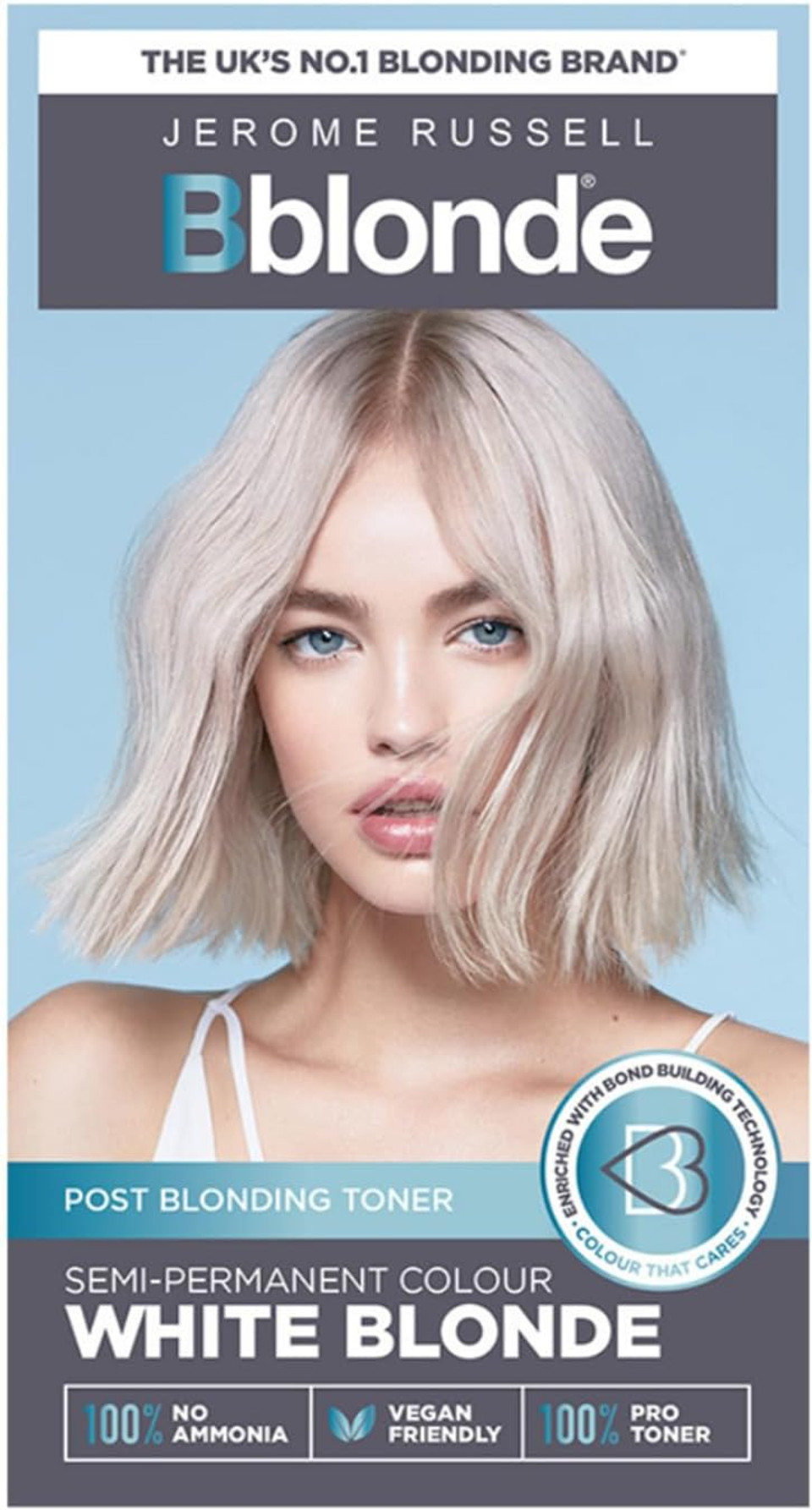 Jerome Russell Bblonde White Blonde Post Blonding Toner - Semi Permanent Hair Dye Kit For Pre Lightened & Blonde Hair With Brazil Nut Oil, No Ammonia & Vegan