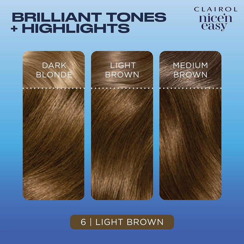 Clairol Nice'N Easy Crã£Â¨Me Permanent Hair Dye, 6 Light Brown, 220G
Color: 6 Light Brown
Size: 1 Count (Pack Of 1)