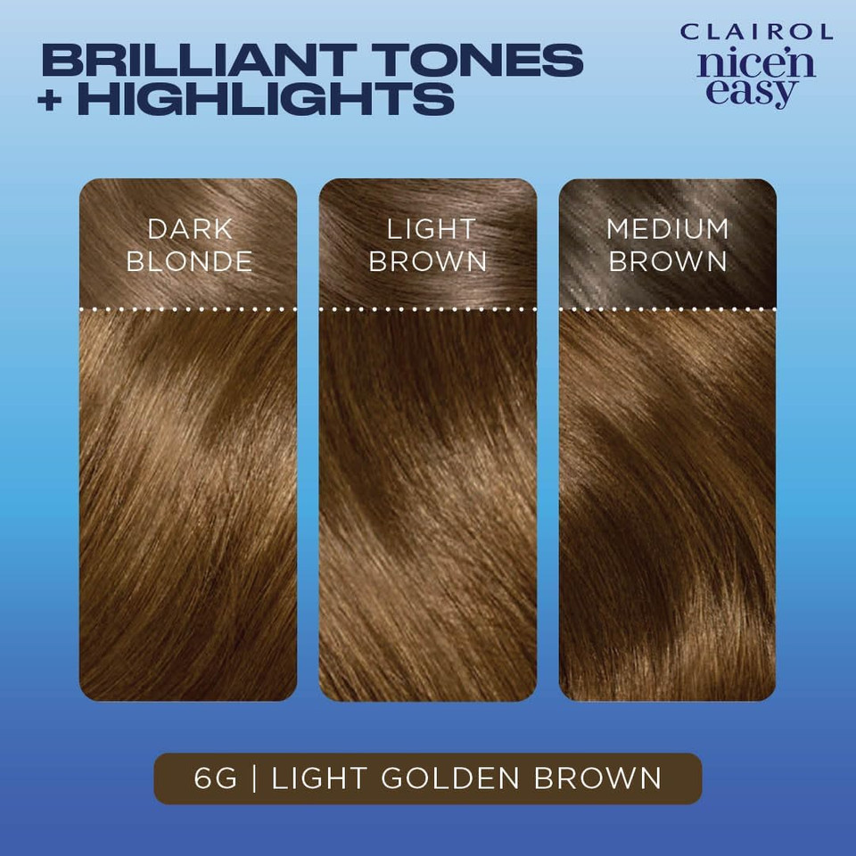 Clairol Nice'N Easy Crã£Â¨Me, Natural Looking Oil Infused Permanent Hair Dye, 6G Light Golden Brown, 1 Count (Pack Of 1)