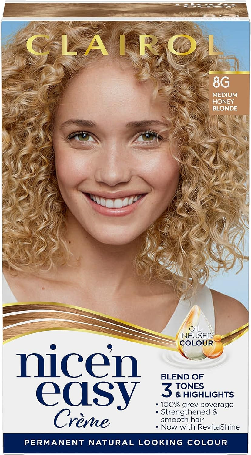 Clairol Nice'N Easy Crã£Â¨Me, Natural Looking Oil Infused Permanent Hair Dye, 8G Medium Honey Blonde