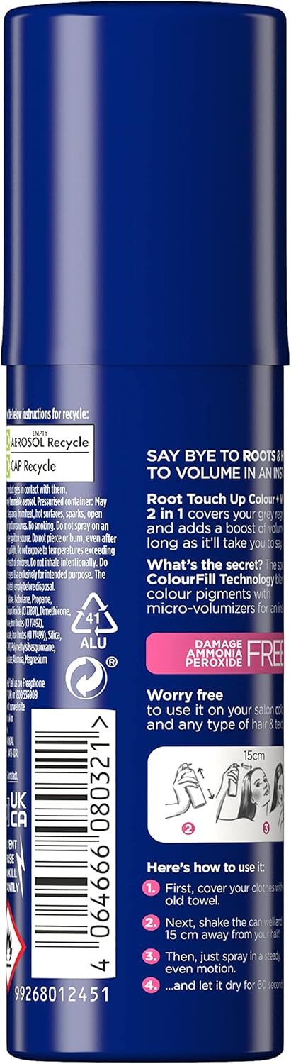 Clairol root touch up color + volume 2 in 1 spray dark to medium blonde, 75ml