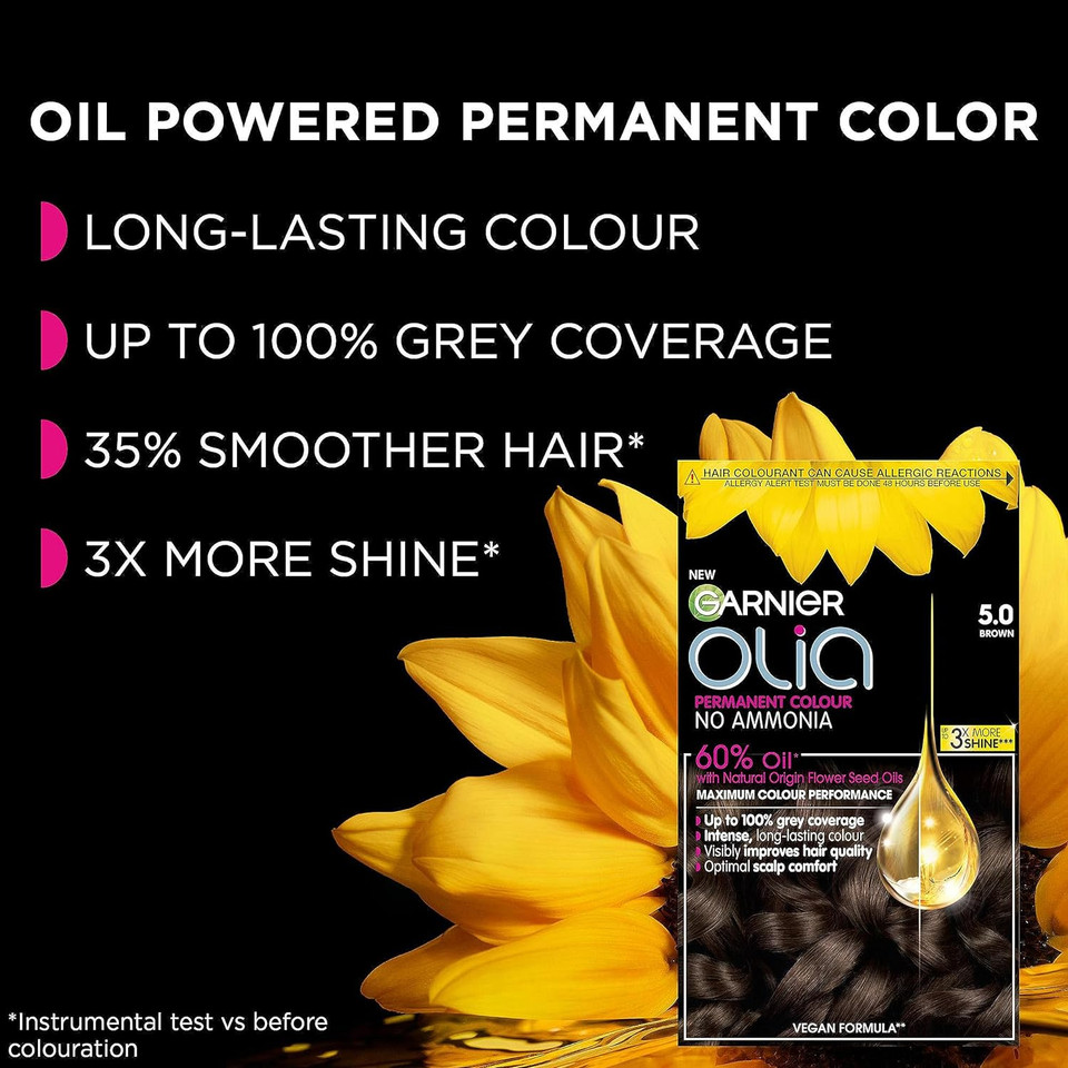Garnier Olia Permanent Hair Dye, Up To 100% Grey Hair Coverage, No Ammonia, 60% Oils, 6.3 Golden Light Brown
Color: Golden Light Brown