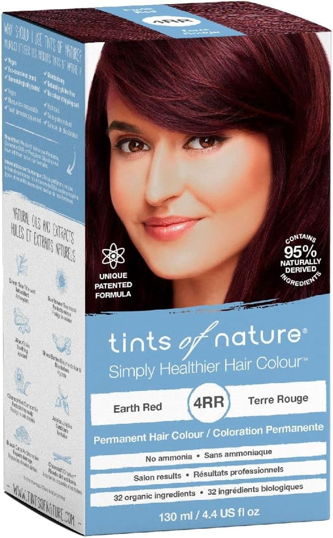 Tints Of Nature 4Rr Earth Red Permanent Hair Dye, Nourishes Hair And Covers Greys, Ammonia-Free, 130Ml