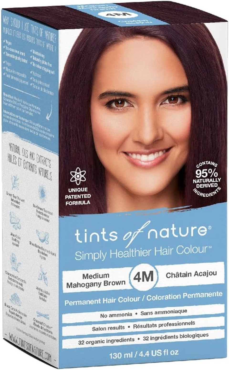 Tints Of Nature 4M Medium Mahogany Brown Permanent Hair Dye, Nourishes Hair And Covers Greys, Ammonia-Free, 130Ml
Color: 4M Medium Mahogany Brown
Size: 130 Ml (Pack Of 1)