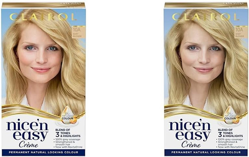 Clairol Nice'N Easy Crã£Â¨Me Permanent Hair Dye, 10A Baby Blonde, 260G (Pack Of 2)
