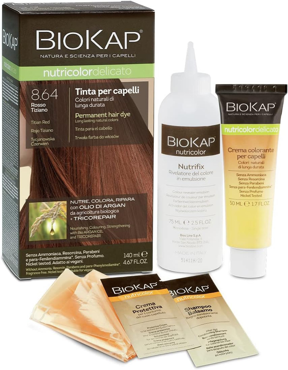 Bios Line Biokap Nutricolor Delicato 8,64 Rosso Tiziano Tinta 140 Ml