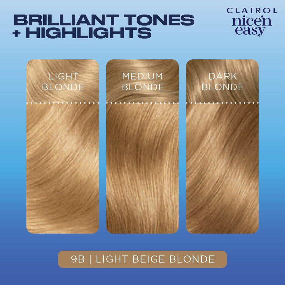 Clairol Nice'N Easy Crã£Â¨Me, Natural Looking Oil Infused Permanent Hair Dye, 9G Light Golden Blonde (Pack Of 2)