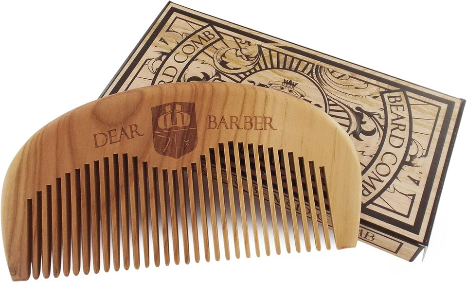 Dear Barber Men'S Beard Comb Crafted From Pear Wood, Keeps Beard And Moustache Well Groomed